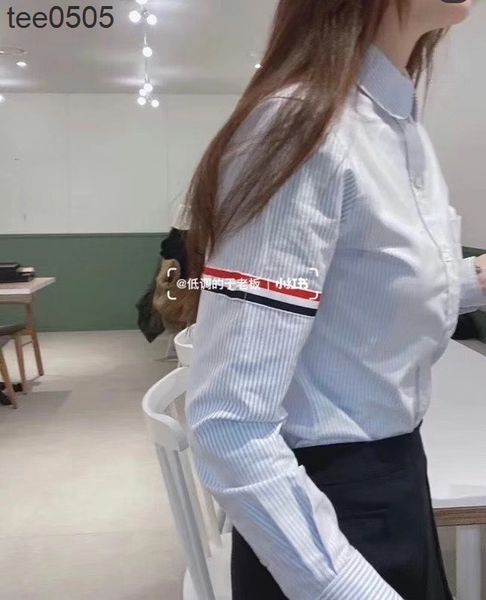 

fabric blue stripe men's and women's long sleeved shirt coat, White;black