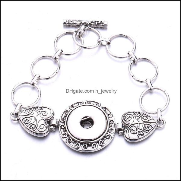 

charm bracelets lots style antique sier alloy heart noosa snap button bracelet fit 18mm snaps buttons jewelry drop delivery 2021 brace dhooj, Golden;silver