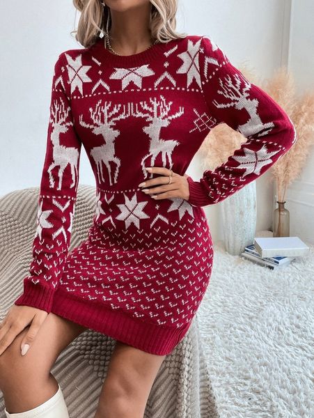 

women's sweaters christmas & graphic pattern sweater dress a8di#, White;black