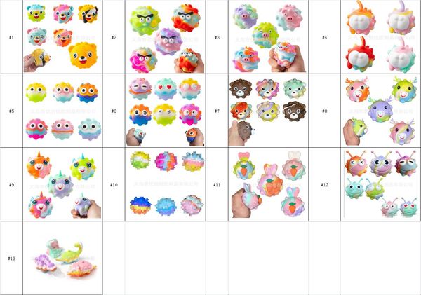 

13 styles of toy decompression balls silicone vent 3d decompressions ball pinch music