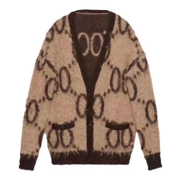 

2022 designer womens sweater autumn winter striped fashion long sleeve jacket high end jacquard cardigan knitting letter printing brown, White;black