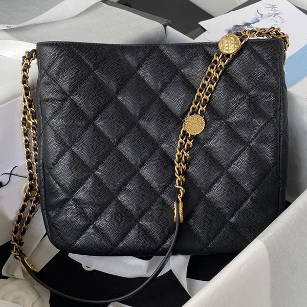 

designer bags 7a quality bags 22a gold chain bag as3400 hobo underarm caviar badge bucket shoulder messenger square lattice genuine le