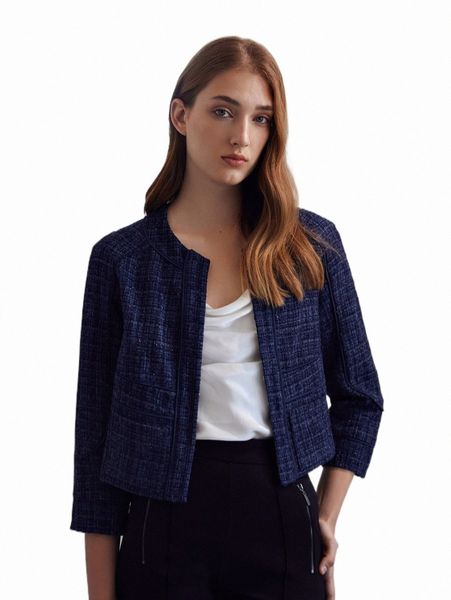 

women's down & parkas motf premium tweed crop overcoat q3sn#, Black