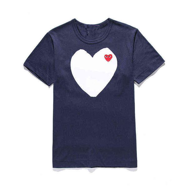 

others apparelheyplay fashion brand peach heart t-shirt men's and women's pure cotton round neck love short sleeve blue big white, Black;white