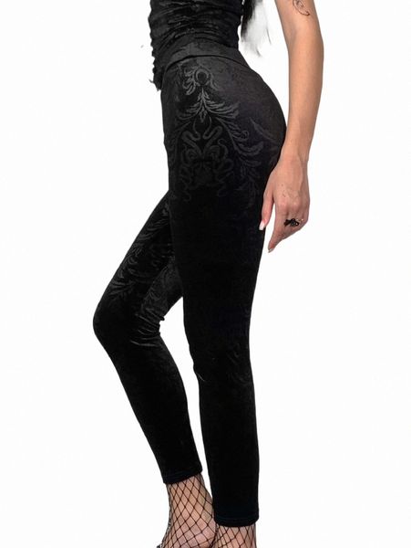 

women's pants & capris jacquard high waist velvet skinny pants d8vv#, Black;white