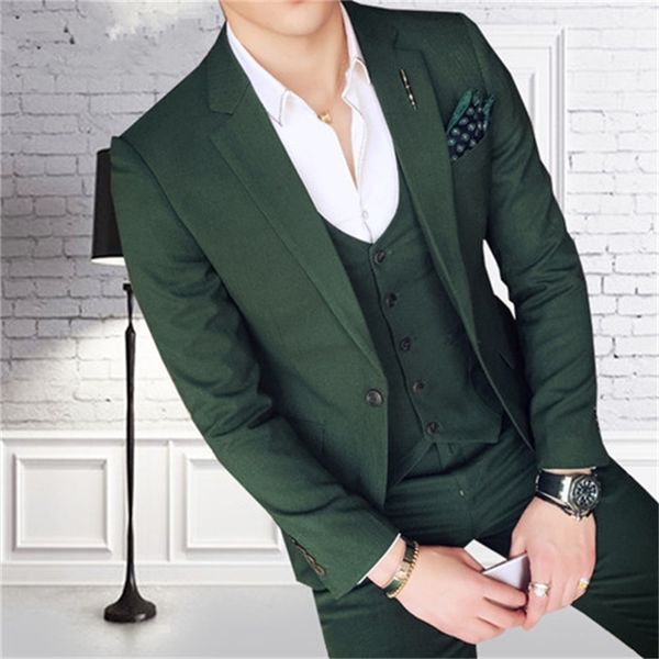 

men's suits blazers tailor made dark green men suits slim fit groom prom blazer formal luxury dress clothes 3 piece tuxedo jacketpantsv, White;black