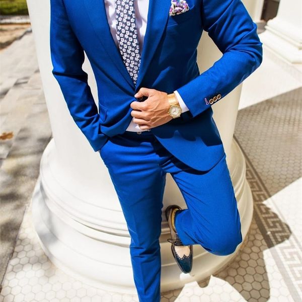 

men's suits blazers custom made royal blue men's suits groom tuxedos groomsman party suit 2 piecesjacketpanttietraje de novio para, White;black