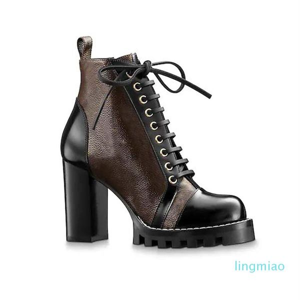 

fashion-luxury womens designer boots printing booties platform work boot snow boot lady brown black white ankle boots winter shoes318b