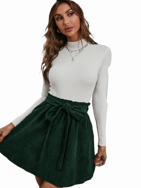 

skirts paperbag waist belted flare skirt 2022 new c3az#, Black