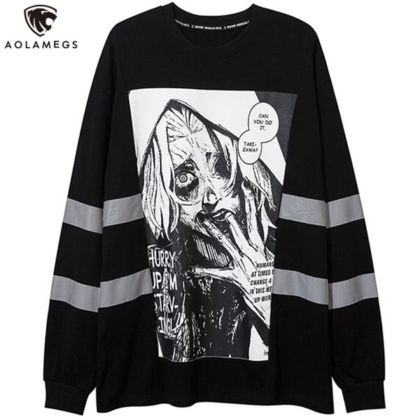 

mens hoodies aolamegs hoodie sweatshirts men anime gothic horror comic pullover casual long sleeve high street hip hop streetwear 220909, Black