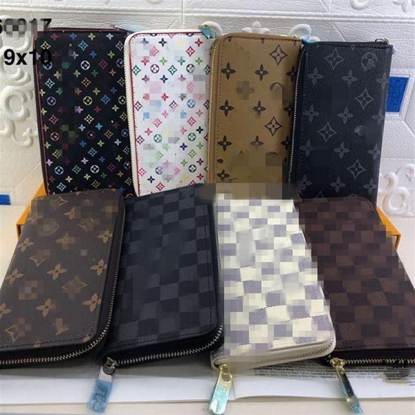 

fashion women men clutch wallet leather wallets single zipper wallets designer lady male long and short classical coins purse with300t206w, Red;black