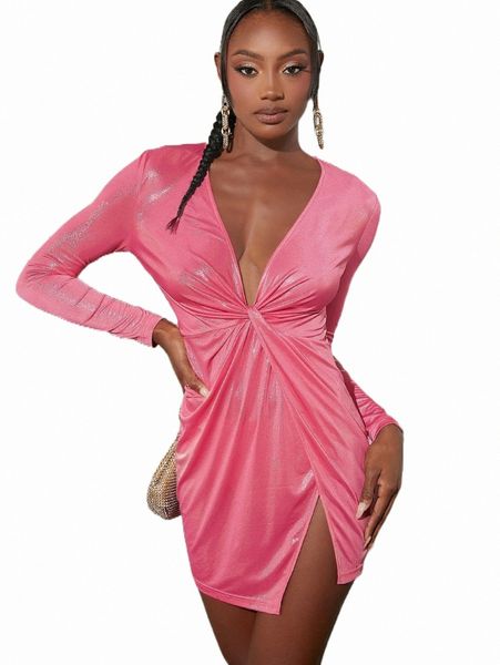 

casual dresses bae plunging neck twist front wrap hem dress z62w#, Black;gray