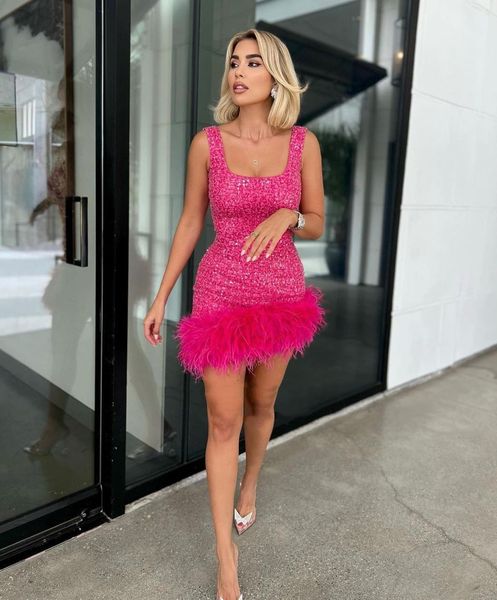 

sparkling sequins velour robe des cocktail dresses with feathers short/mini prom party women wear club gowns off shoulder vestidos for speci, Black