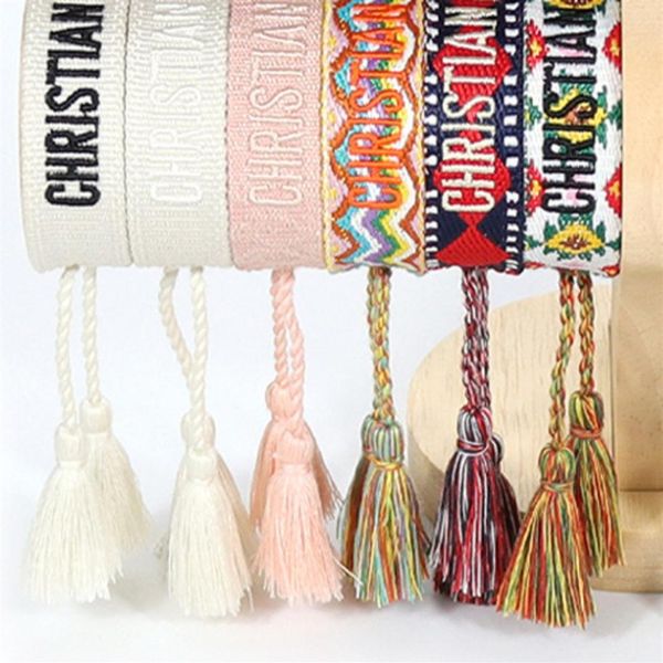 

fashion brand friendship charm bracelets bangles women men adjustable embroidery tassel bangle couple braided jewelry designer woven fa280u, Golden;silver