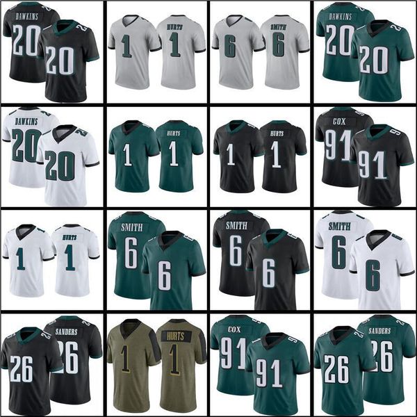 

miles sanders devonta smith 6 jalen hurts 1 football''nfl''jersey brian dawkins 91 fletcher cox alshon jeffery zach ertz, Black;red