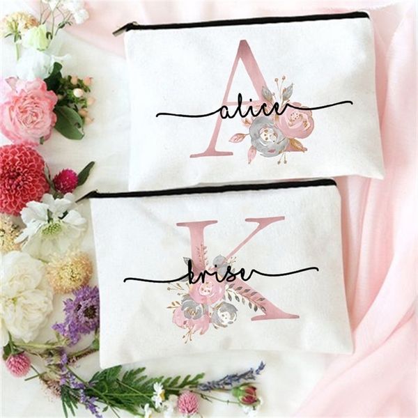 

cosmetic bags cases personalized custom nameletter makeup bags bridesmaid maid of honor wedding bachelorette party gifts canvas cosmetic pou
