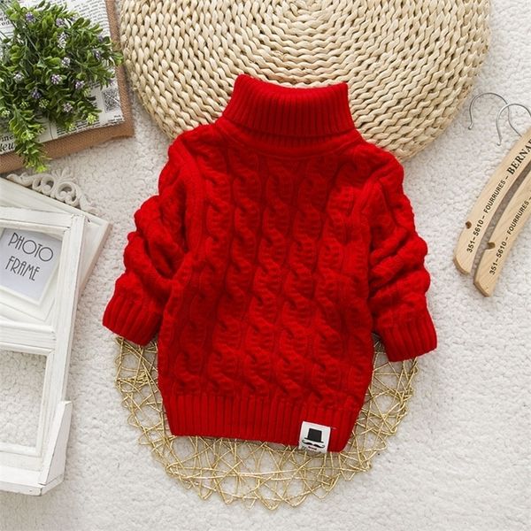 

pullover ienens kids girl sweater tricots turtleneck pullover baby winter solid color sweaters autumn boy girl warm sweater pull 220909, Blue