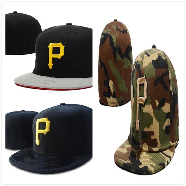 

fashion letter p cap fitted hats men pittsburgh flat brim embroidery brandsports team fans full closed chapeu baseball caps301c, Blue;gray
