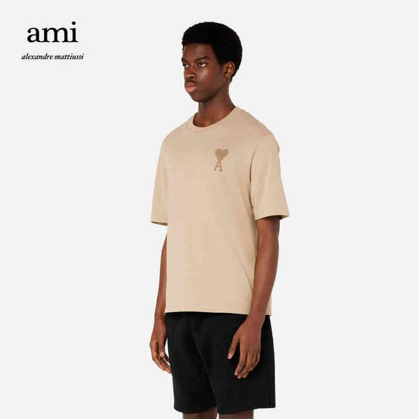 

t shirts mens classic amies trendy oversize love embroidery simple round neck short sleeve casual cotton fashionable polo shirt, White;black