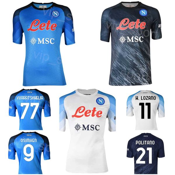 

2022 2023 club soccer ssc napoli jerseys kvaratskhelia osimhen min-jae lobotka zielinski politano anguissa meret rrahmani lozano di lorenzo, Black;yellow