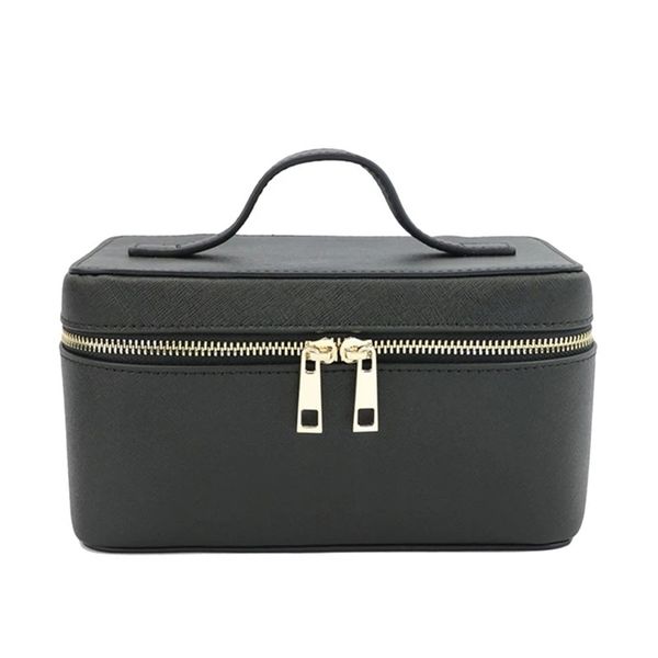 

cosmetic bags cases ladies saffiano split leather travel toiletry case bag portable hanging makeup organizer box dopp kit cosmetic bag for w