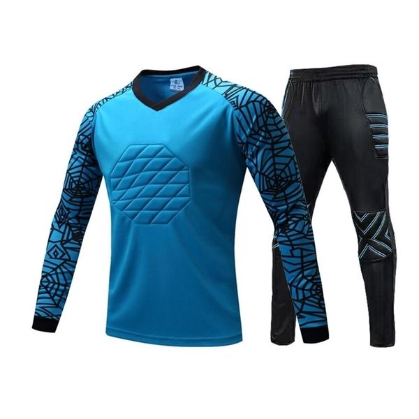 

gym clothing football sets soccer setstracksuits profession goalkeeper jersey uniforms set football shirs ponge protector doorkeeper trainin, White;black
