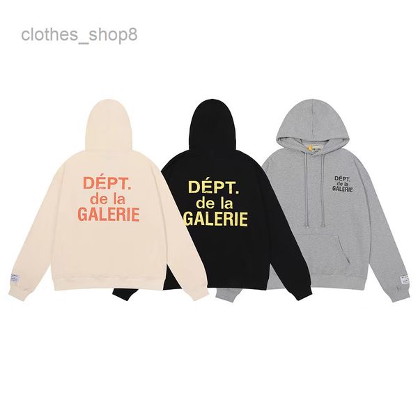 

hoodies designer galleryss mens sweaters dept t shirts american fashion brand cracked letter printed terry for men and women jacket 1l3r, Black