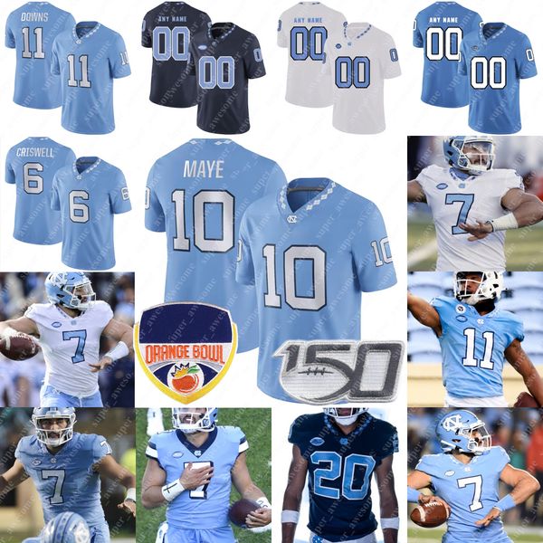 

american college football wear unc football jersey 10 drake maye sam howell michael carter javonte williams dazz newsome caleb hood george p, Black