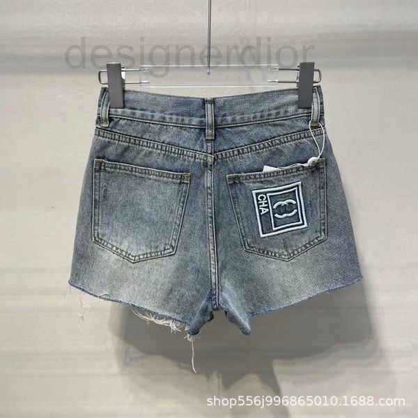 

women's jeans designer nanyou women's wear xiaoxiangjia leisure back pocket embroidery denim shorts high waist summer s8kf, Blue