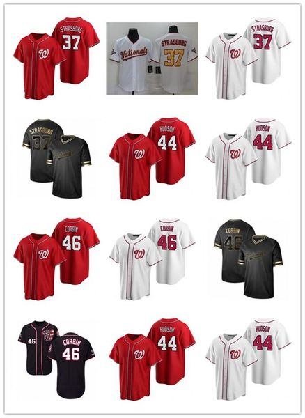 

college wear 2021 national men women youth 37 stephen strasburg 44 daniel hudson 46 patrick corbin custom baseball jersey blank replica alte, Black