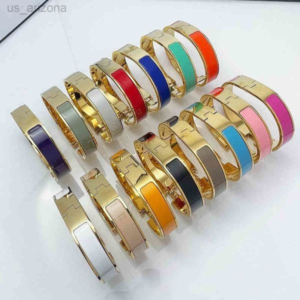 

fashion brand 18k enamel bracelet titanium steel men & women lovers couples bangles bracelets luxury jewelry wedding party gift original box, Black