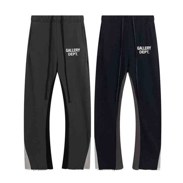

trendy designer gallerydepts casual pants stitched micro flare sports loose high street lovers' same guard, Black