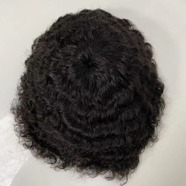 

12mm afro wave human hair pieces 8x10 full lace toupee for black men black color malaysian virgin remy hairpieces african american