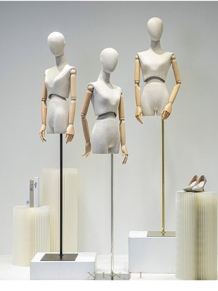

nice fabric women mannequin body rotatable model hand bendable, Khaki