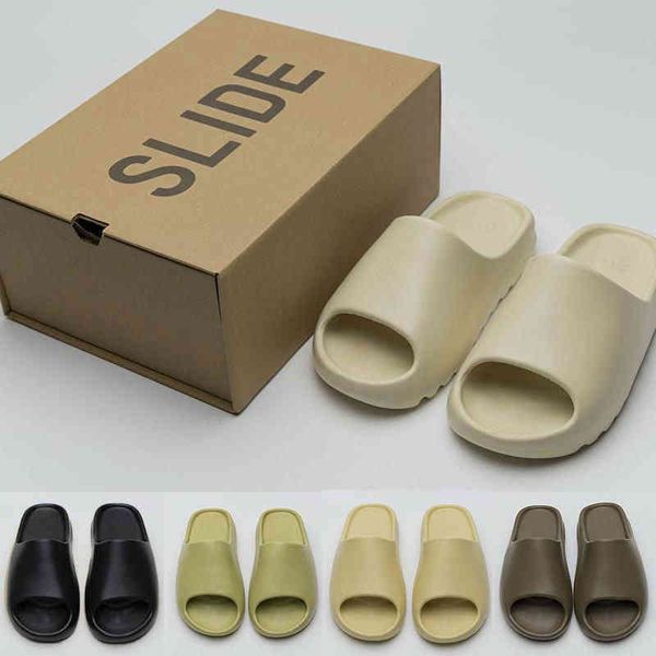 

slipper yeesys designer kanyes slides 2022 graffiti bone resin desert sand runners flat men women's beach foam runnerss size 36-45 summ, Black