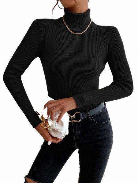 

women's sweaters turtle neck ribbed knit sweater p9cj#, White;black
