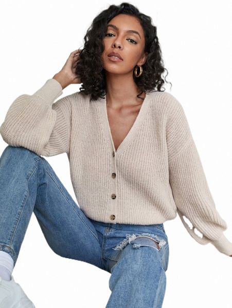 

women's sweaters button front drop shoulder cardigan s57l#, White;black
