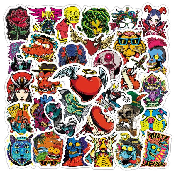 

50pcs colorful skull graffiti stickers for lapskateboard motorcycle decals