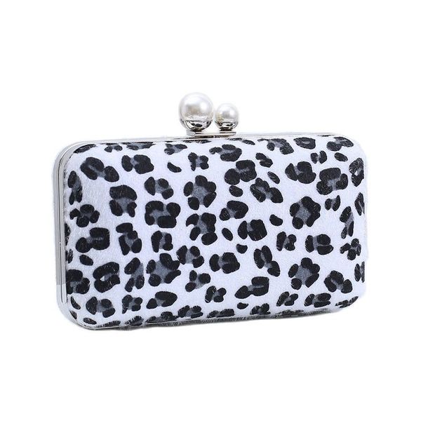 

evening bags horse wool pearls wedding banquet purse printed leopard clutch wallets with chain drop m682 220908