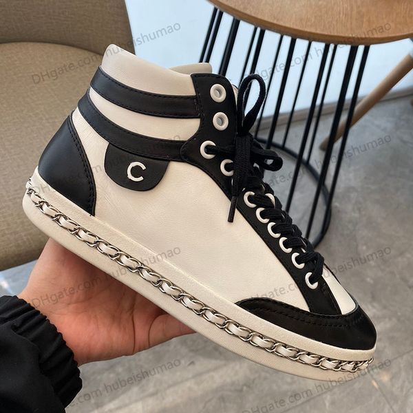 

womens skate shoes designer cowhide with chain platfor running flat casual shoe sneakers athletic middle cut lace up breathable training sho