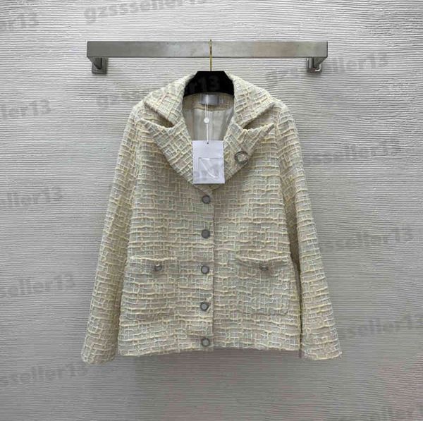 

womens jacket lapel design tweed jackets fashion brand double pocket autumn and winter thick jacket luxury designer women clothing 0912, Black;brown