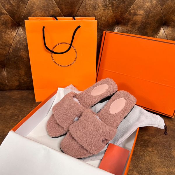 

designer slipper wool slides winter sandal girl flip flop slipper fur fluffy furry warm comfortable fuzzy ladies men women, Black