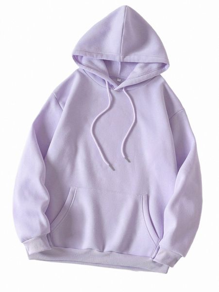 

women's hoodies & sweatshirts kangaroo pocket thermal lined hoodie e0o4#, Black
