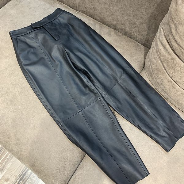 

women's jumpsuits & rompers designer new leather pants for autumn and winter 2021 women's high waist simple wide leg elastic nine, Black;white