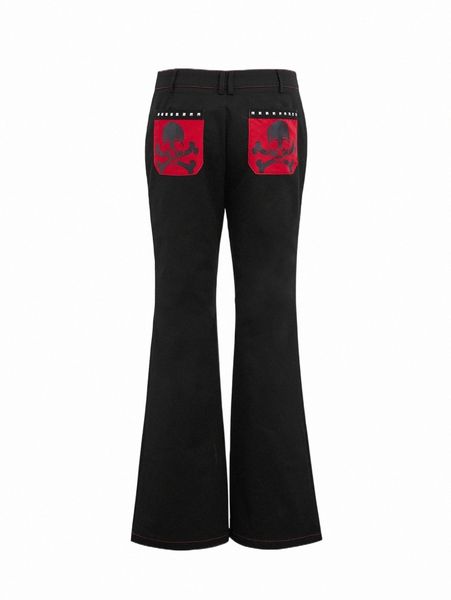 

women's pants & capris grunge high waist flare leg pants o358#, Black;white