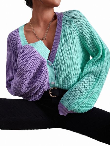 

women's sweaters two tone raglan sleeve cardigan 66fa#, White;black