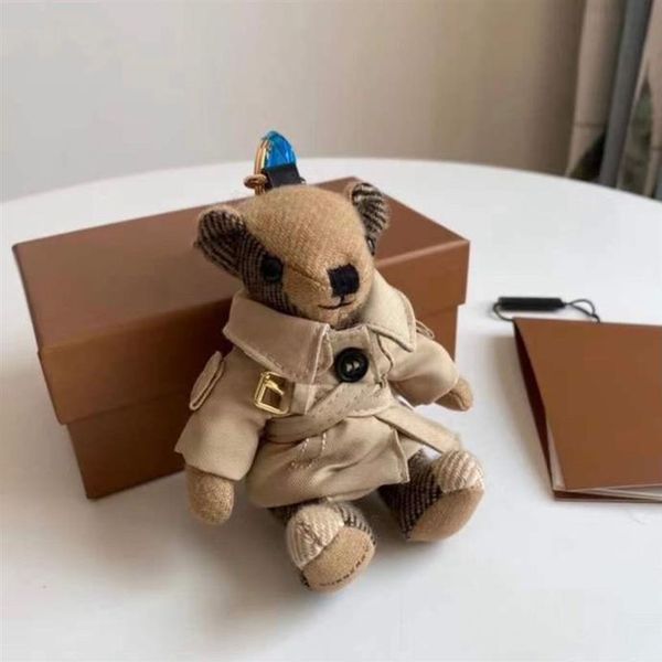 

cashmere bear doll pendant key chain classic design decoration car key chain fashion handbag pendant240u, Silver