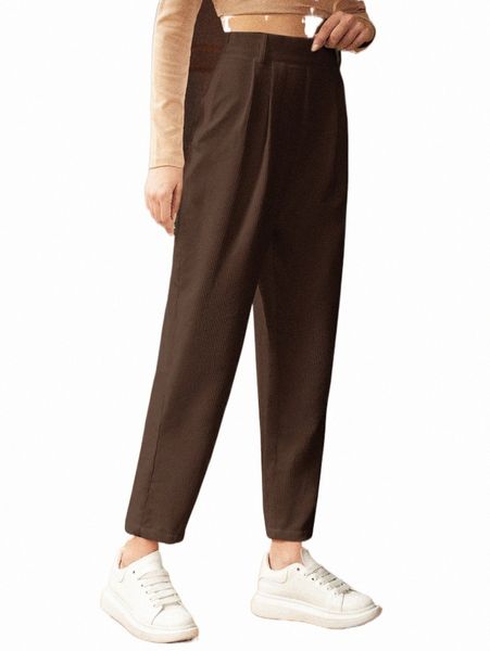 

women's pants & capris fold pleated solid cord pants l6ku#, Black;white