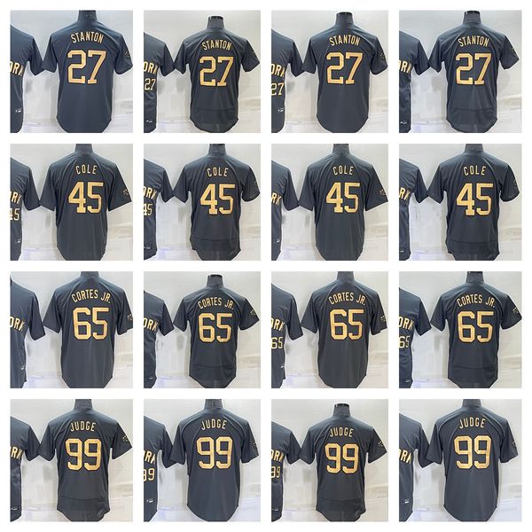 

2022 baseball jersey 27 giancarlo stanton 45 gerrit cole 99 aaron judge 65 nestor cortes stitched jerseys, Blue;black