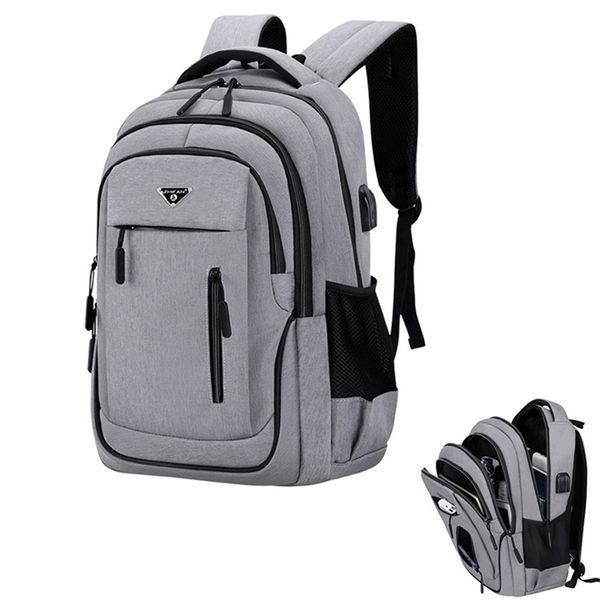 

backpack big capacity men backpack lap15.6 oxford gray solid high school bags teen college student back pack multifunctional bagpack 220909
